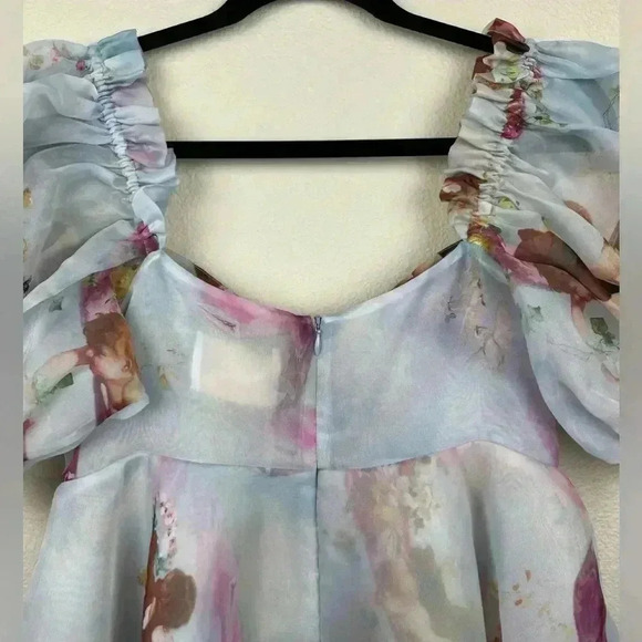 SELKIE The Cupid's Serenade Parliament Dress Women's Medium NWT Puff Sleeve Blue - Picture 14 of 16